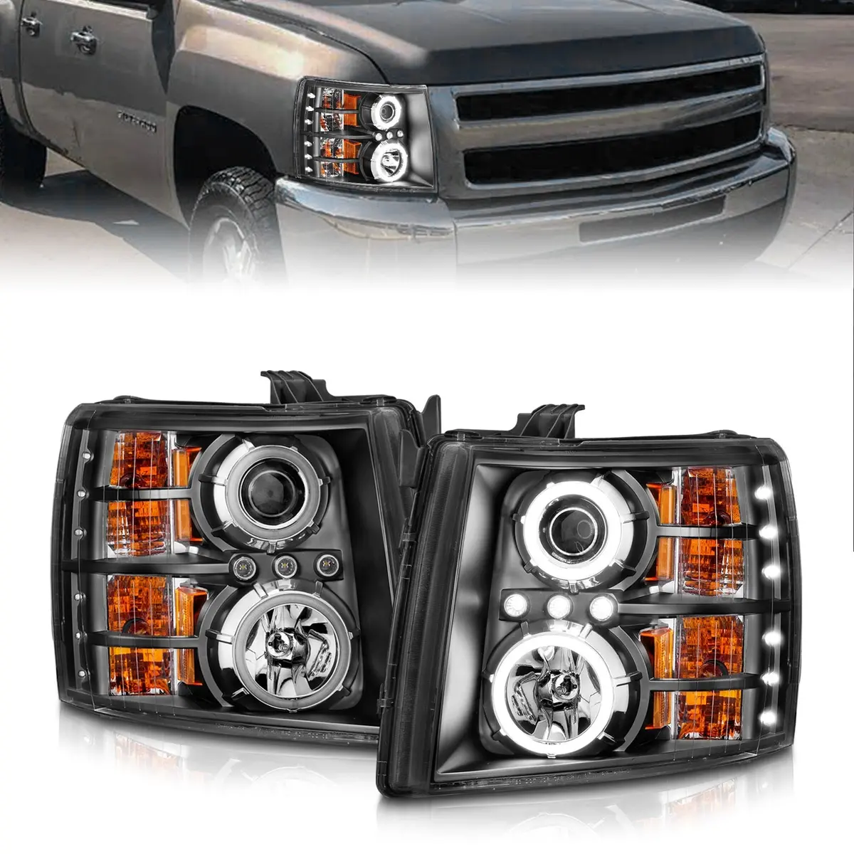 Anzo Usa 111107 Projector Headlight Set W/Halo 1