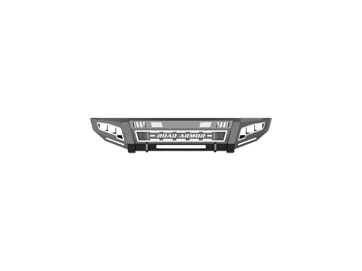 Road Armor Identity Front Bumper Full Kit | Shackle Center Section | Wide End Pods | Beauty Ring - Texture Black 2017-2022 Ford F-450/F-550 1