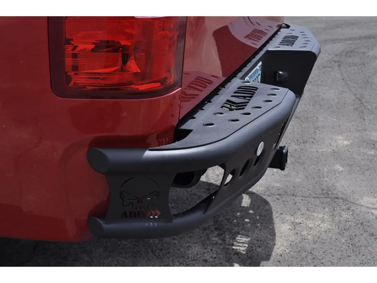 Addictive Desert Designs Chevy Silverado 1500 Dimple R Rear Bumper With Backup Sensor Cutout 1