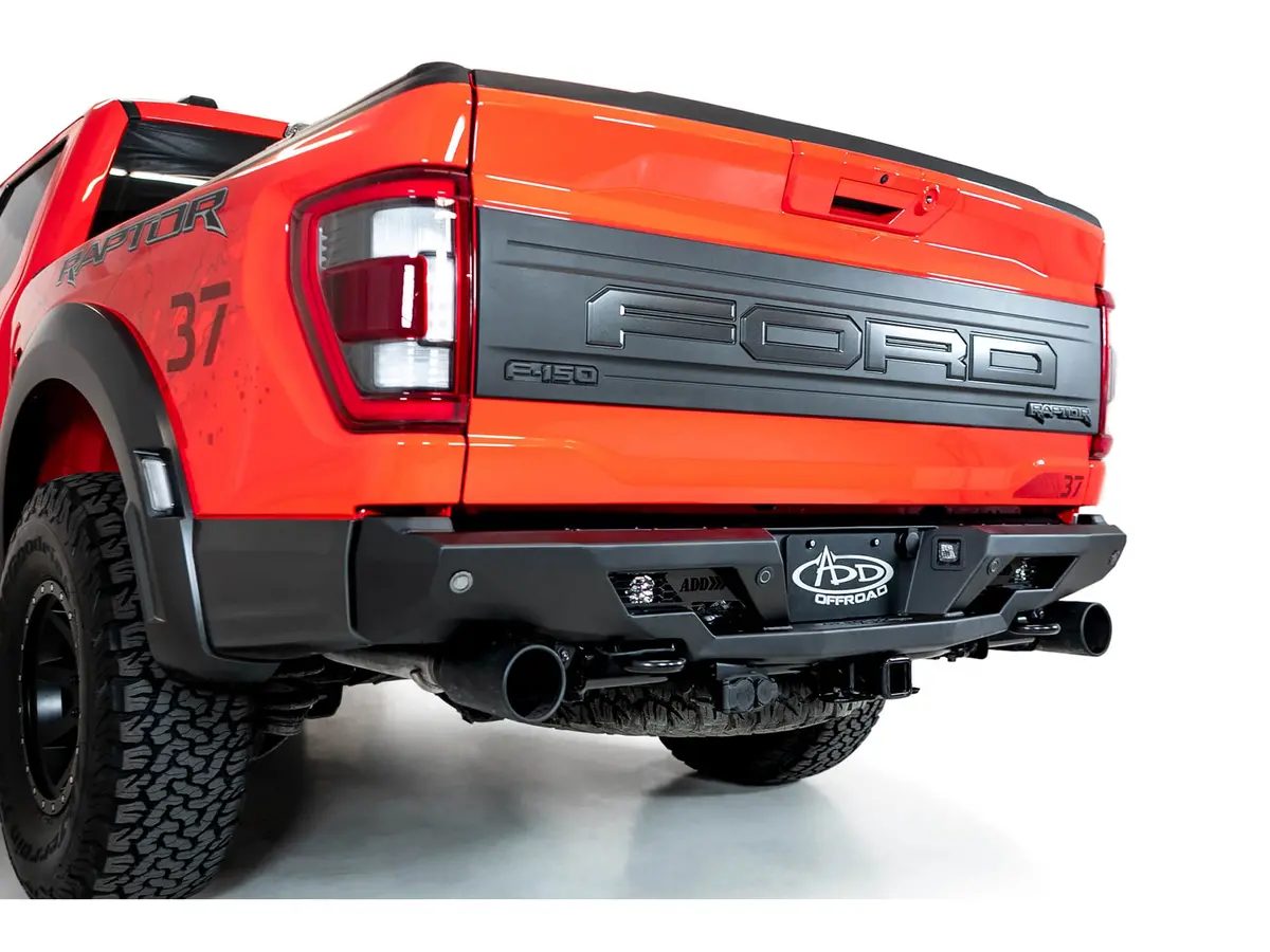 Addictive Desert Designs 2022+ Ford Raptor Stealth Fighter R Bumper W/ 2 Cube Lights - Hammer Black 1
