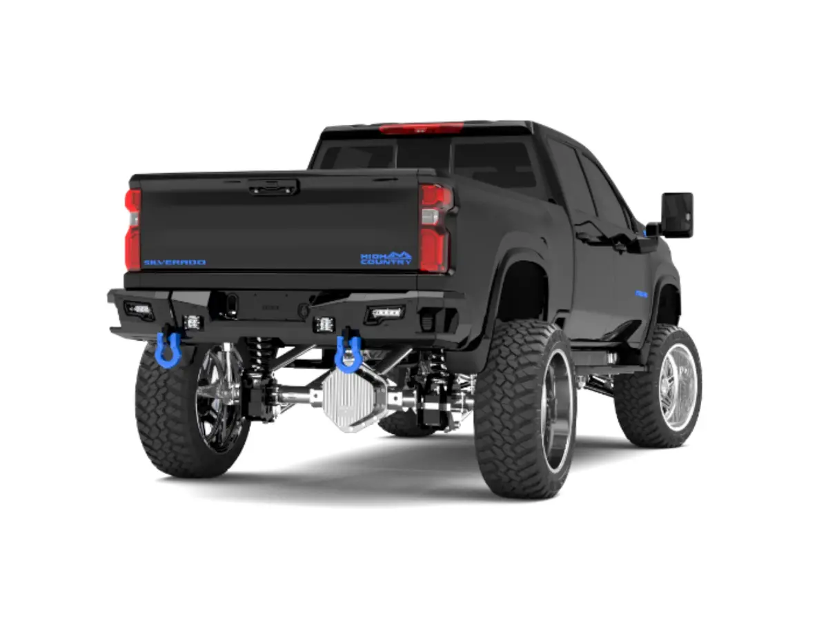Road Armor Identity Rear Bumper Full Kit | Center Section | Shackle End Pods | Beauty Ring - Texture Black 2020-2023 Chevrolet/Gmc 2500/3500 2