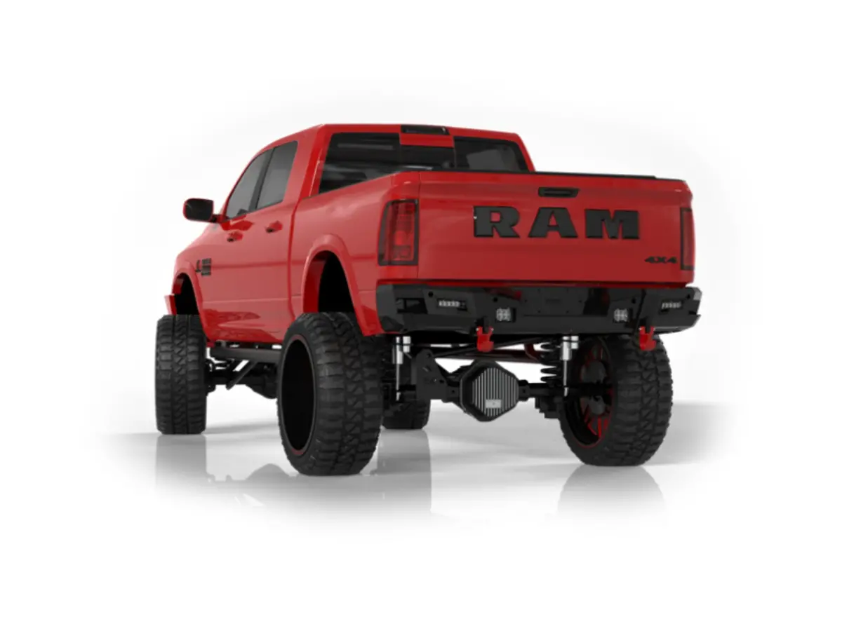 Road Armor Identity Rear Bumper Full Kit | Center Section | Shackle End Pods | Beauty Ring - Texture Black 2019-2024 Ram 2500/3500/4500 1